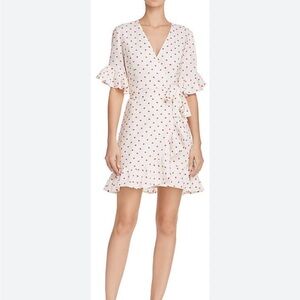WAYF White and Red Polka Dot Wrap Dress Size S